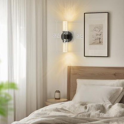 Battery Operated Wall Sconces Set of 2, 10000mAh Rechargeable Wall Light - color: Black, size: 12 inch