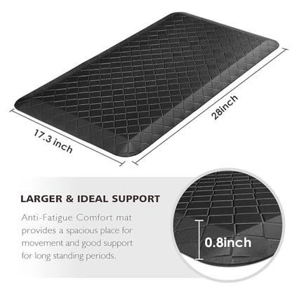 HappyTrends Kitchen Floor Mat - 4/5 Inch Thick Anti-Fatigue Kitchen Rug - color: Black, size: 28"L x 17.3"W x 0.8"Th