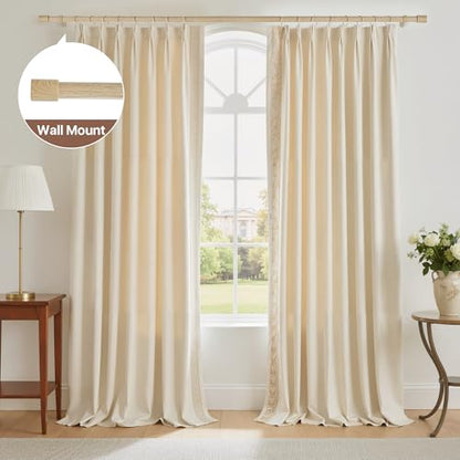NICETOWN Adjustable Faux Wood Grain Metal Curtain Rod, Extendable Drapery Rod for Living Room Bedroom, Wood-Like Finish with Elegant Gold Metal Cylinder Finials, 28-48 Inches - color: Wood Grain & Gold, size: 28" to 48"