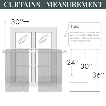 Leeva Rustic Farmhouse Cafe Curtains for Kitchen, Rod Pocket Small Window Curtains Over Sink, 30" x 30", Plants & Birds & Butterfly Print on Beige - color: M9, size: 30"W x 30"L (Pack of 2)