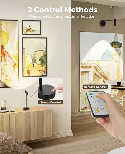 PESUTEN Zoomable Picture Light for Wall, Battery Operated Art Light for Paintings CCT Dimmable Spotlight for Wall Art Wall Light with Remote Control for Living Room Gallery Dartboard Bathroom