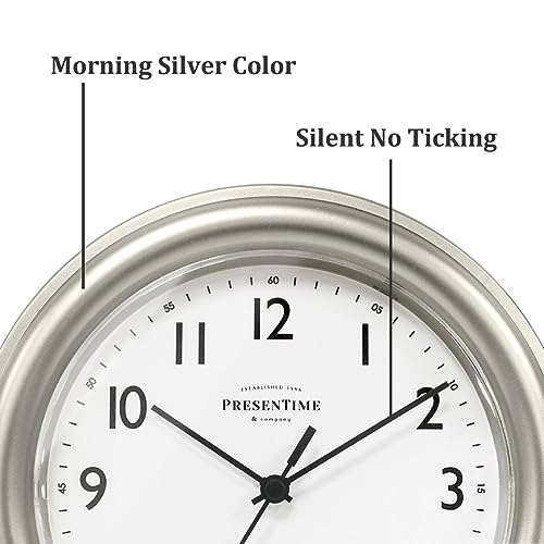 Presentime 8.5" Modern Farmhouse Essential Wall Clock - color: Morning Silver