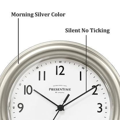 Presentime 8.5" Modern Farmhouse Essential Wall Clock - color: Morning Silver