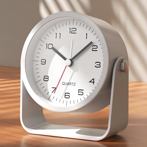 AYRELY® 3.5" Small Analog Travel Alarm Clock, Battery Operated Desk Clock - color: White