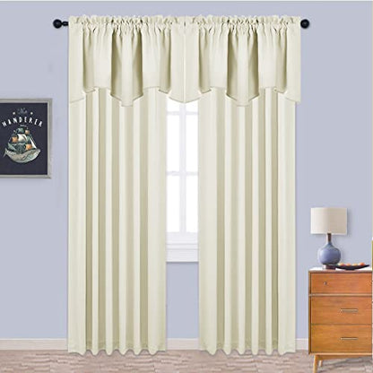 NICETOWN 2 Panels Light Beige Kitchen Valances for Window, 42W x 18L - color: Light Beige, size: 42"W x 18"L (Pack of 2)