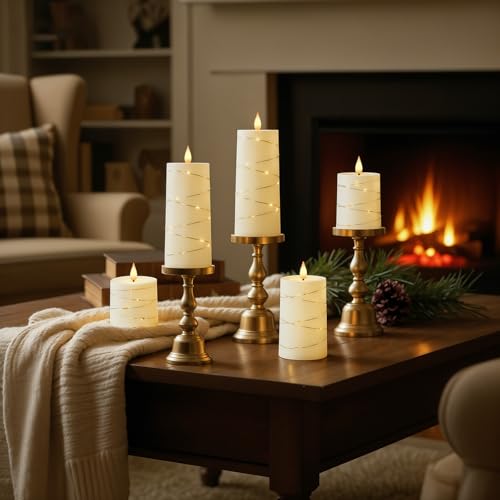 Raycare Ivory Flameless LED Pillar Candles Battery Operated Remote Timer - color: 5pcs-Ivory