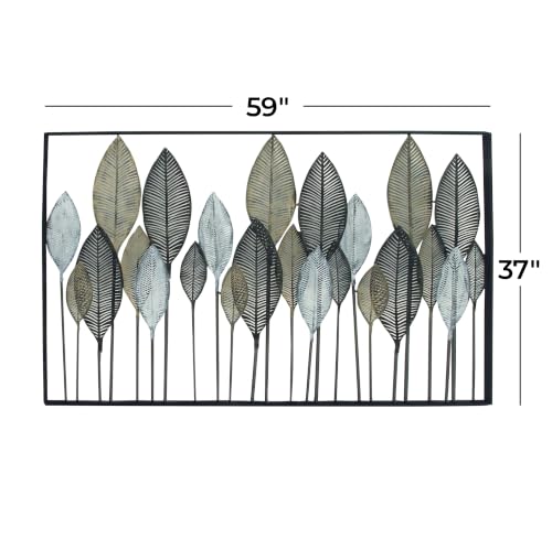 Deco 79 Metal Leaf Wall Sculpture, Wall Art 59" x 1" x 37" Bronze - color: Bronze, size: 59"L x 1"W