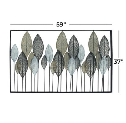 Deco 79 Metal Leaf Wall Sculpture, Wall Art 59" x 1" x 37" Bronze - color: Bronze, size: 59"L x 1"W