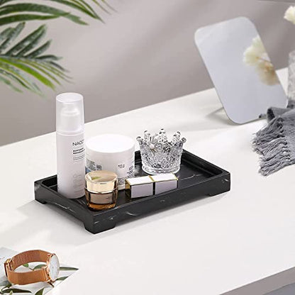 Luxspire Marble Tray for Soap Dispenser Perfume Jewelry, M, Ink Black - color: A - Ink, style: Medium