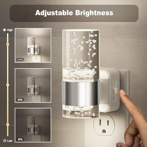 JandCase Night Light, Night Lights Plug into Wall, 2 Pack LED Nightlight - color: Silver
