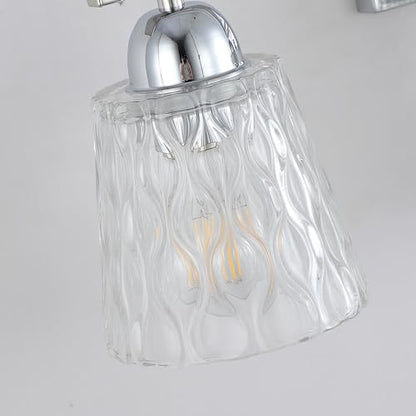 Mecgirn Stainless Steel Bathroom Vanity Light Over Mirror, 3 Light Polished Chrome Bathroom Light Fixtures with Textured Glass Shades, Modern Vanity Lighting Wall Mount - color: Polished Chrome, size: 3 Light