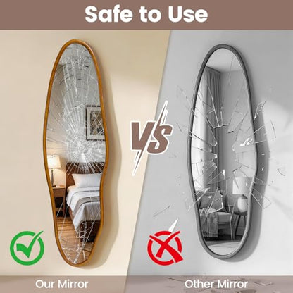 Irregular Full Length Mirror, Modern Aesthetic Full Body Mirror - size: 63"L x 18"W