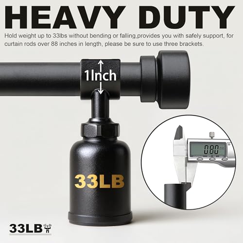 Lootkell 2 Pack Matte Black Curtain Rods for Windows 72-144 Adjustable - color: Matte Black, size: 16"-150"|2 Pack