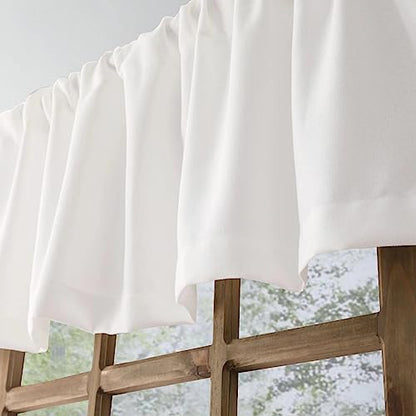 Oindec 2 Pack Farmhouse Faux Linen Valance Curtains, 54x15 inch, White - color: White, size: 54"W x 15"L (Pack of 2)