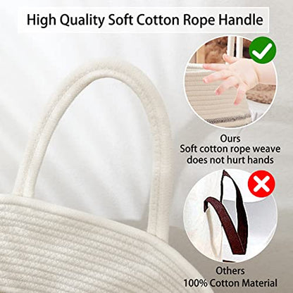 OIAHOMY 105L Laundry Hamper Cotton Rope Large Clothes Hamper White & Grey - color: White & light grey