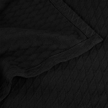 Superior Cotton Blanket, Lightweight, Breathable Bedding, Throw, Black - color: Black, size: Throw