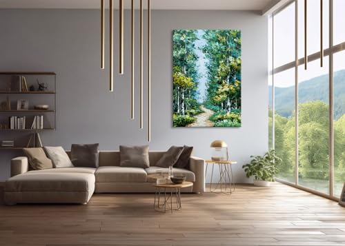 Alenoss Hand Painted Oil Painting on Canvas, Green Textured Wall Art - color: AL-B103