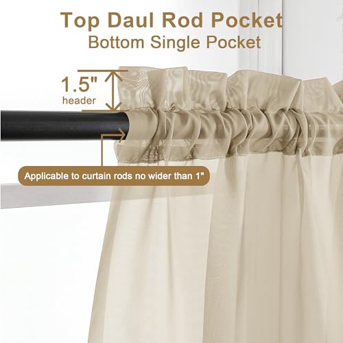 Chyhomenyc Taupe Sheer Curtains 96 inches Long 2 Panels, Light Filtering Soft Airy Solid Elegant Voile Window Treatment Drapes for Bedroom Living Room Wedding Party Decor, 42 Wx96 L, 8FT L - color: Taupe, size: 42"W x 96"L (Pack of 2)