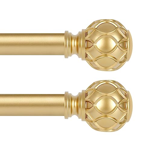 TANGWIN Farmhouse Curtain Rod Adjustable,Heavy Duty Boho,18-45",Gold,2 Pack - color: Brass Gold, size: 18-45" & 2pack