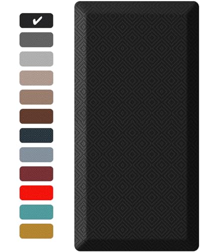 Ophanie Kitchen Mats for Floor, 3/4 inch Thick, 20x39 Anti Fatigue Cushioned Mat,Kitchen Rugs,Waterproof,Comfort Ergonomic Standing Mat for Office,Home,Sink with 99+ Pairs of Anti-Slip Bottom Ridges - color: Black, size: 20"L x 39"W x 0.8"Th