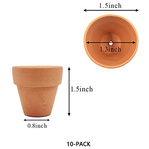 Yishang mini Terracotta Pots with Drainage Holes - 1.5 inches Tiny Clay Nursery Pots for Indoor/Outdoor Mini Plant, DIY Crafts, Wedding Favors(10 Pack)