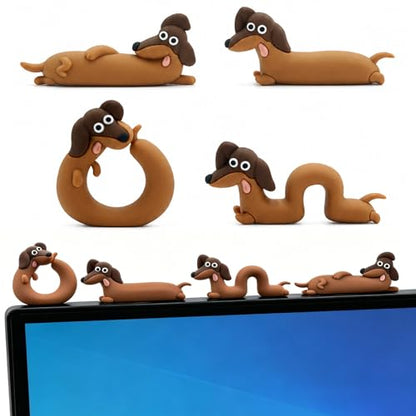 Dachshund Monitor Buddy Figurines, Set of 4 - color: Brown-dachshund
