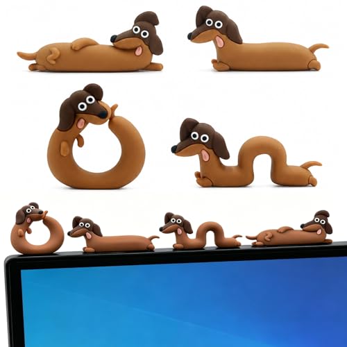 Dachshund Monitor Buddy Figurines, Set of 4 - color: Brown-dachshund