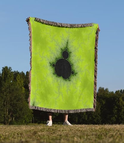 3dRose Mandelbrot Fractal Background in The Colors of Green. Woven Blanket