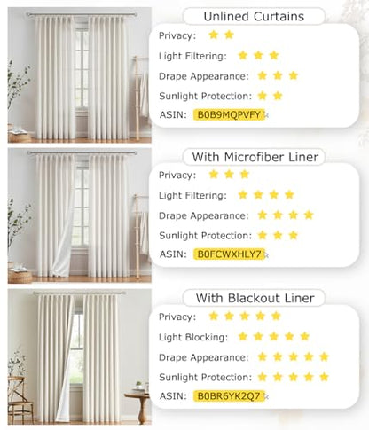 Vision Home Natural Pinch Pleated Full Blackout Curtains Linen Blended Room Darkening Window Curtains 90 inch for Living Room Bedroom Thermal Insulated Pinch Pleat Drapes with Hooks 2 Panel 40"Wx90"L - color: Natural, size: 40"W x 90"L (Pack of 2)