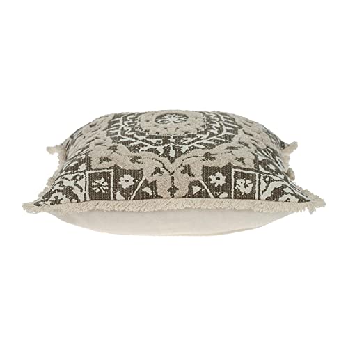HomeRoots Boho Garland Beige and Dark Brown Decorative Accent Pillow