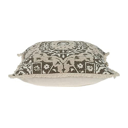 HomeRoots Boho Garland Beige and Dark Brown Decorative Accent Pillow