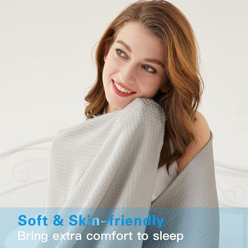 AmyHomie Cooling Blanket King Size 90"x108", 100% Rayon Derived from Bamboo - color: Light Gray, size: King (108"x90")
