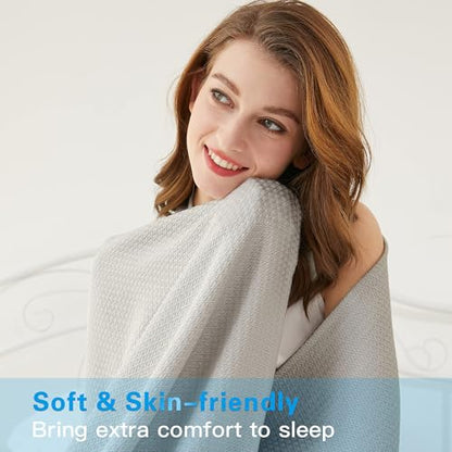 AmyHomie Cooling Blanket King Size 90"x108", 100% Rayon Derived from Bamboo - color: Light Gray, size: King (108"x90")