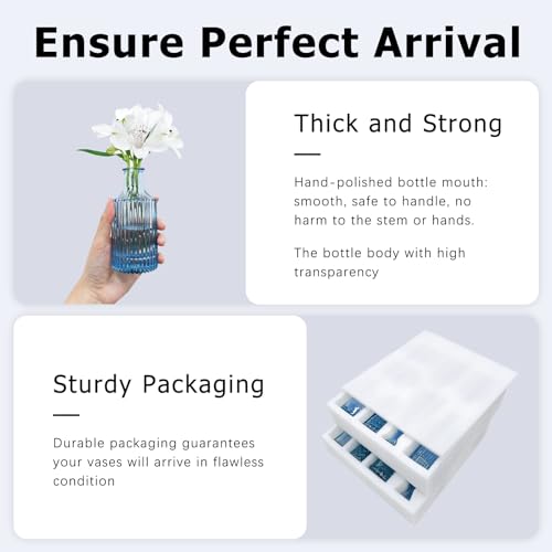 SUPMIND 16P Blue Glass Bud Vases, Small Flower Vases for Table Centerpieces - color: Blue