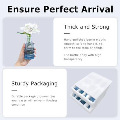 SUPMIND 16P Blue Glass Bud Vases, Small Flower Vases for Table Centerpieces - color: Blue