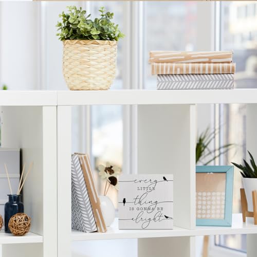 Inspirational Positive Affirmations Wooden Box Sign, Spring Bird Desk Decor - color: white 0348