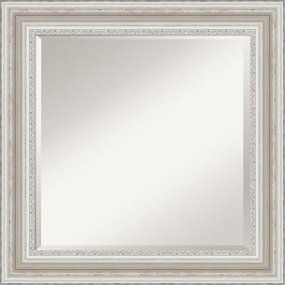 Amanti Art 오버 싱크대용 실버 욕실 거울, 66 x 66cm(26 x 26인치) 팔러 실버 스퀘어 화장대 거울, 중간 전통 프레임, 수평 및 수직으로 걸 수 있음, 욕실 벽 장식, 경사진 가장자리 - color: 팔러 실버 V1, size: 26"L x 26"W