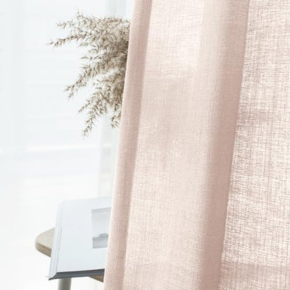 Melodieux Light Pink Semi Sheer Curtain Valance for Kitchen Cafe Small Windows Linen Rustic Rod Pocket Valance, 52 by 18 Inch, 1 Panel - color: Light Pink, size: 52"W x 18"L (Pack of 1)