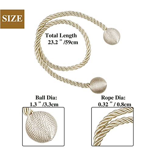 Curtain Tiebacks Outdoor Decorative Rope Tie Backs Drape Holdbacks Nieffeiy - color: Beige