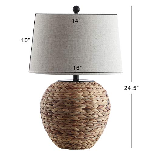 JONATHAN Y Alaro Table Lamp Woven Water Hyacinth Basket 24.5", Natural - color: Natural