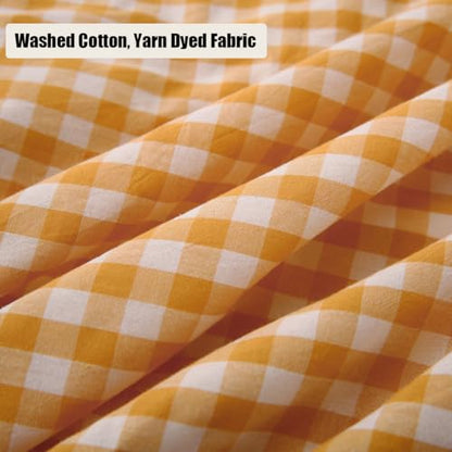 Mywinlle Mustard Yellow Gingham Ruffle Throw Pillow Covers 18"x18" - color: Mustard Yellow, size: 18" x 18" (Pack of 2)