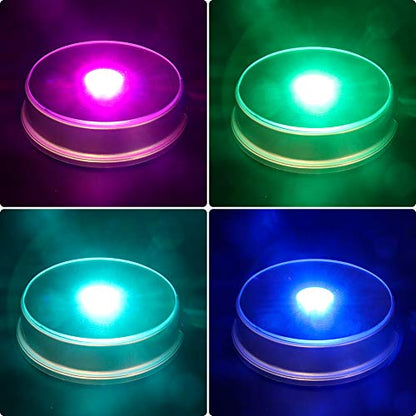 LED Silver Display Base- Crystal Glass Art Statue Merchandise Display Stand- Multicolor Changing Light Display Stand Powered by 3 AAA Batteries （Pack of 2） - color: A-multicolor Light Silver Base