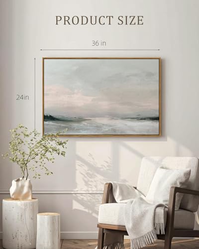 Bzstyleart Framed Vintage Wall Art, Misty Shoal, 36 x 24 Inch - color: Misty Shoal, size: 36"L x 24"W
