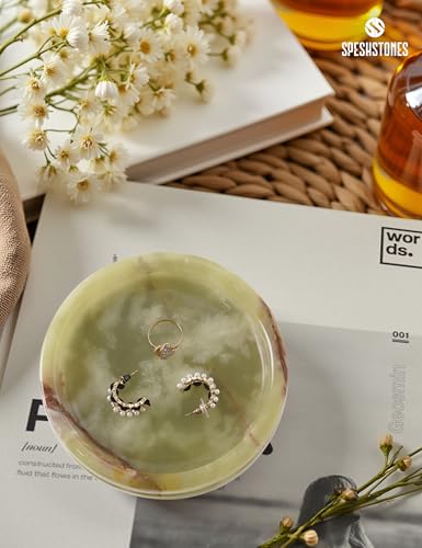 Marble Jewelry Dish, 5" Handmade Green Ring Tray - color: Green Onyx
