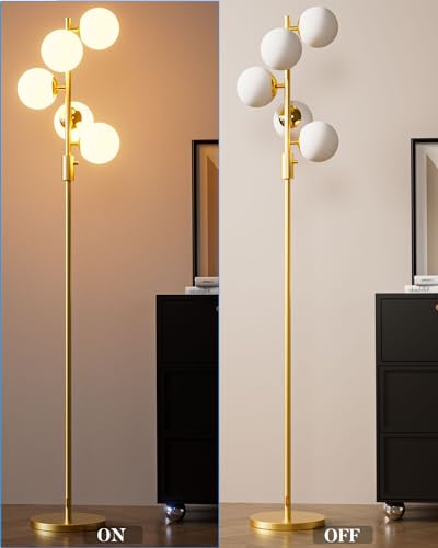 Lightdot Globe Floor Lamp Mid Century Modern Floor Lamp for Living Room - color: 5 Globe-Gold