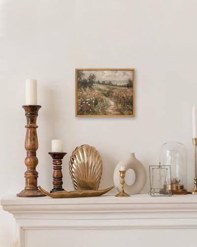 KBKBART Framed Wall Art Country Wildflower Canvas Art Paintings 8x10inch - color: Countryside Wildflower, size: 10"L x 8"W
