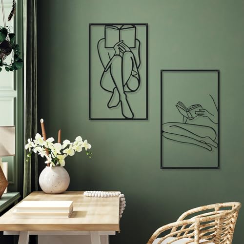 Cindeer 4 Pcs Metal Wall Art Decor Minimalist Abstract Woman Gold Wall Art Line Drawing metal line art Home Hanging Art Decor for Bedroom Kitchen Bathroom Living Room