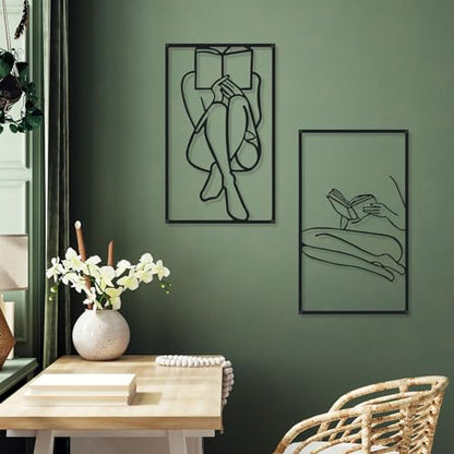 Cindeer 4 Pcs Metal Wall Art Decor Minimalist Abstract Woman Gold Wall Art Line Drawing metal line art Home Hanging Art Decor for Bedroom Kitchen Bathroom Living Room