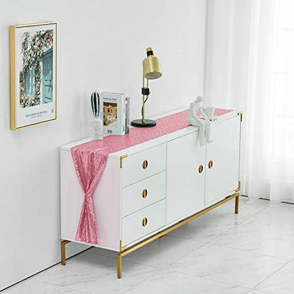 Pufogu 12 x 72 inches Light Pink Sequin Table Runner, 2 Packs - color: Light Pink