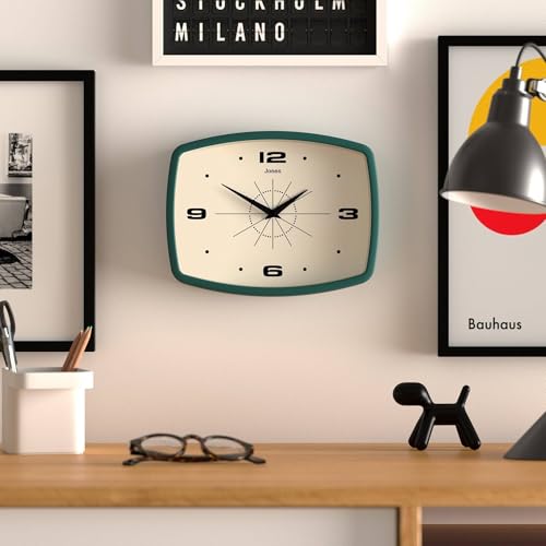 JONES CLOCKS® Movie wall Clock | Rectangular Retro Clock | 10" | Green - color: Eden Green